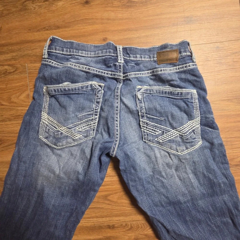 BKE Buckle Jake Straight Leg Jeans 29R/33 Contrast Stitch Medium Wash Western